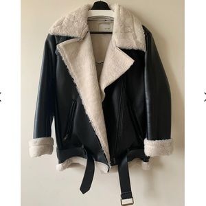 OAK + FORT Faux Leather & Shearling Jacket